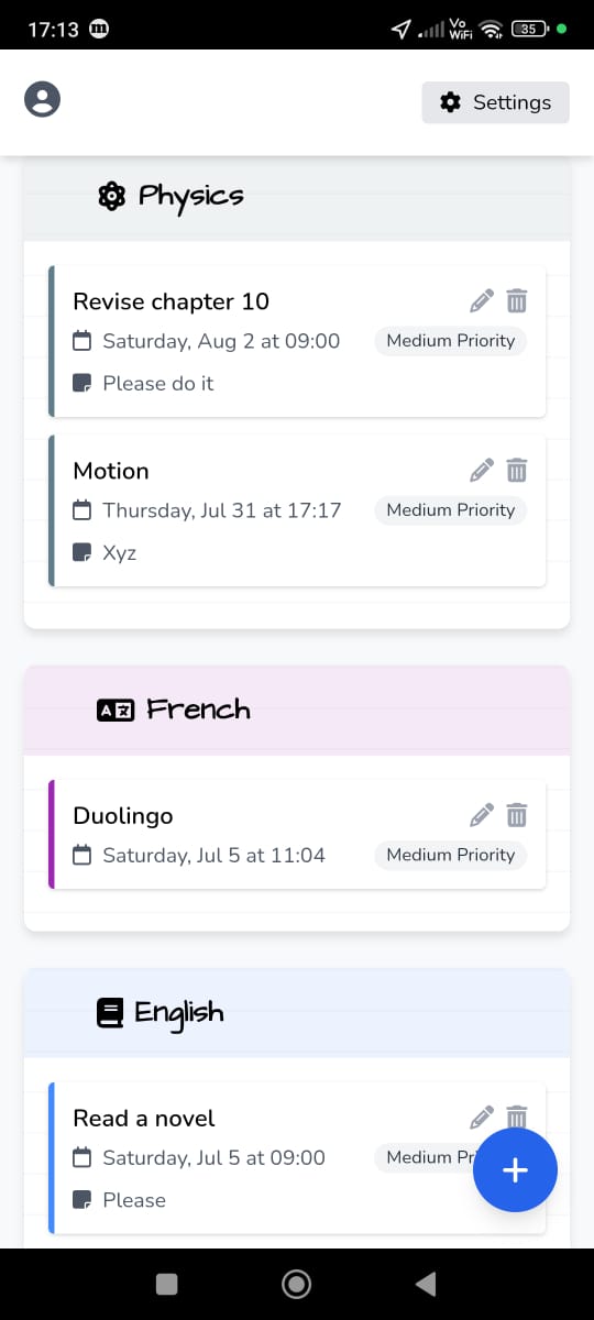 App screenshot 2 - Subjects